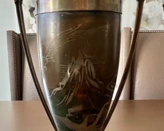 4. Pair of Antique Metal Urns (10" x 23")