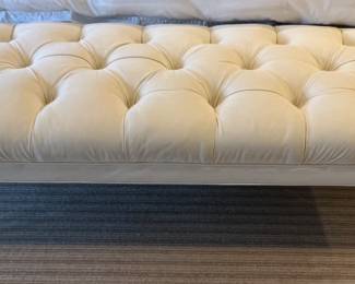 38. Mitchell Gold Tufted Velvet Bench w/ Lucite Legs (55" x 24" x 16")