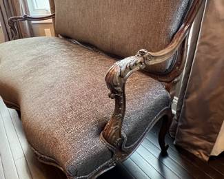 16. Settee w/ Carved Wood Frame (60" x 25" x 39")