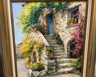 62. Signed Painting of Italian Scene by R. Bolzonello (24" x 28")