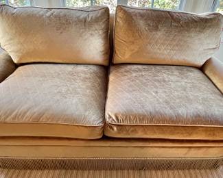 41. 2 Cushion Velvet Quilted Sofa w/ Bullion Fringe (72" x 36" x 34") (as is)