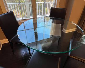 6. Glass Top Dining Table w/ Brushed Metal Base (42" x 30")
7. Set of Four Design Within Reach Frag Latina H Dining Chairs (18" x 19" x 37")