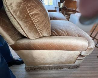 41. 2 Cushion Velvet Quilted Sofa w/ Bullion Fringe (72" x 36" x 34") (as is)