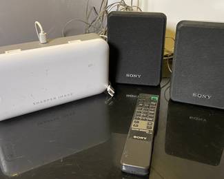 Sony Speakers and Sharper Image phone sanitizer