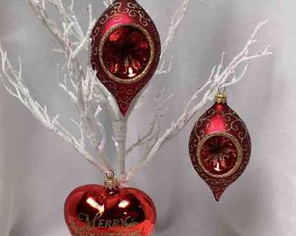 Merry Christmas Red Gold Ornaments
