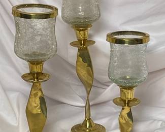 Kirkland Signature Crackle Glass Candle Holder 3p