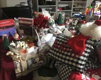 Christmas  decor,  lights,  ornaments, nutcracker, Hallmark orns, garland ,
pillows, bows and ribbon, 
wreaths,  Santa's, reindeer,
T-shirts, candy canes, and 