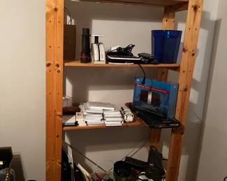 Swedish shelf unit
Office supplies, calculator, keyboard, computer drive