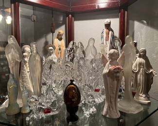 Assorted collection of Madonnas and angels from Lenox, Baccarat, other famous makers