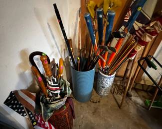 Gardening, umbrellas, flags