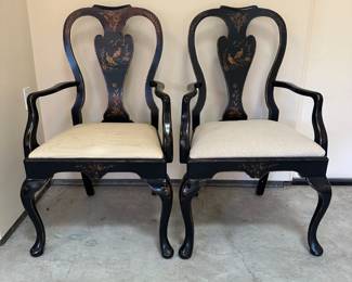 Antique Chinoiserie chairs pair $280