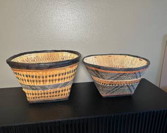 African leather and reed baskets $240