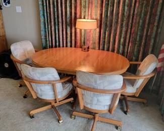 Solid Oak Dining Table with 4 Chairs