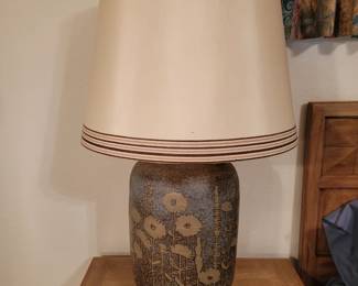 Vintage Pair of large pottery sculpted lamps. 