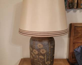 Vintage Pair of large pottery sculpted lamps.