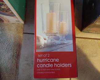 Set of 2 Glass Hurricane candle holders 