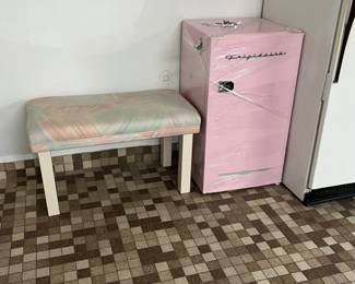 Pink Frigidaire mini fridge