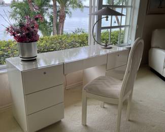 Postmodern white lacquer desk
