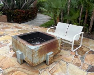 Fire pit and brown jordan 2-seater
