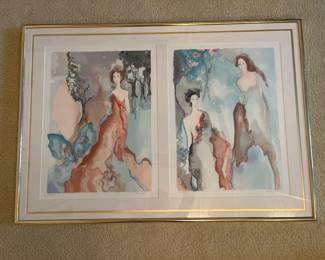 Pair of Jane Bazinet Hand Signed, numbered Serigraphs 