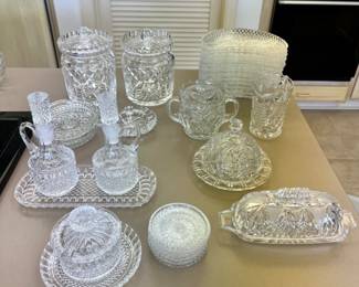 A variety of cut glass and crystal pieces