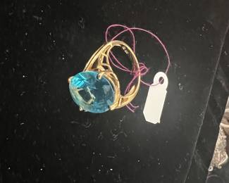 14k gold and blue topaz