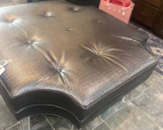 Leather and acrylic ottoman
