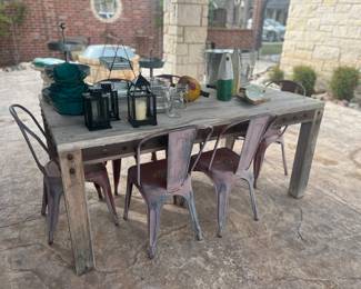 Rustic outdoor table and chairs