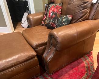 Drexel Heritage leather chair and ottoman