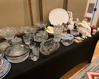Easter serving pieces and decorations, cut crystal and glass