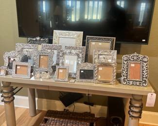 Desk and tons of beautiful silver frames