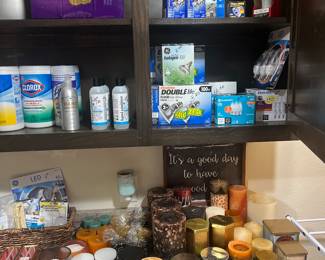 Lightbulbs, candles, cleaning supplies