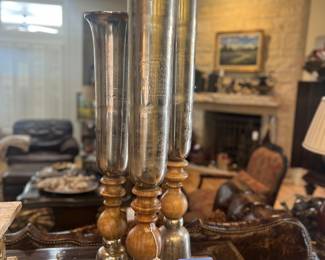 Really large scale wood/pewter vases