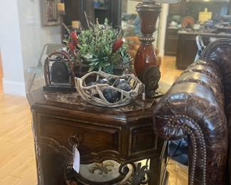 Marge Carson side table with stone top