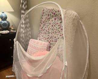 Baby/toddler items: sleeping tent, changing pad, crib mattress, Pello pillow