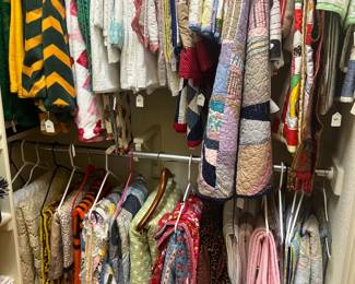 Amazing quilts, some hand stitched, in all colors and styles