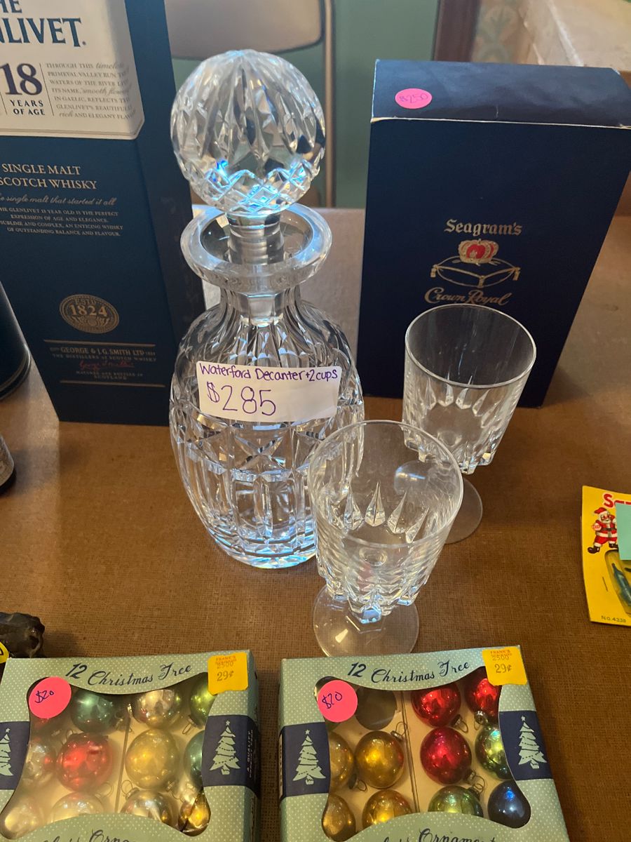 Vintage Waterford Crystal decanter and glasses 