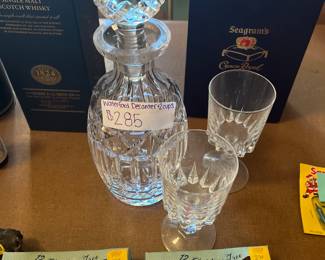 Vintage Waterford Crystal decanter and glasses 