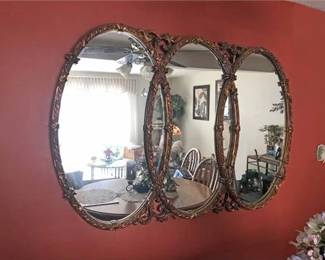 Vintage Hollywood Regency Triptyche Mirror 