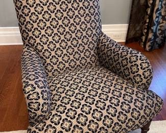 Custom upholstered chair, navy