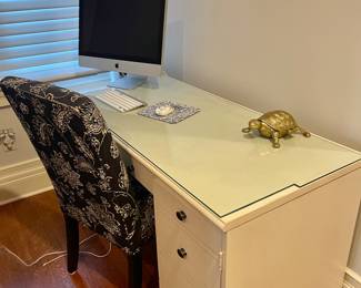 Desk, slipper chair