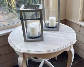 Lanterns, white round side table