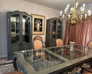 The quality of this grey lacquered carved Karges set is truly beautiful!  