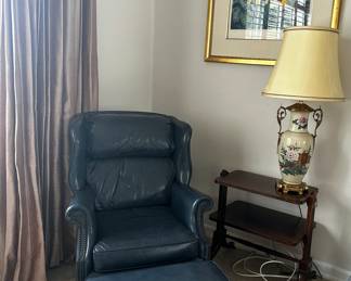 Beautiful Hancock and Moore leather chair and ottoman