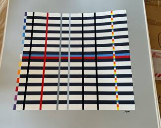 I have OLD Dead STOCK of Yaacov Agam Homage to Modrian in 3 color ways   signed and numbered.    Grey   blue and royal blue    