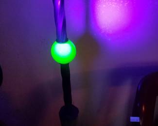 Uranium slag glass on floor lamp