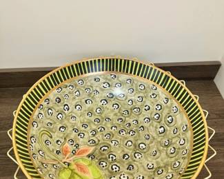 Massive Laurie Gates Bowl With Metal Holder