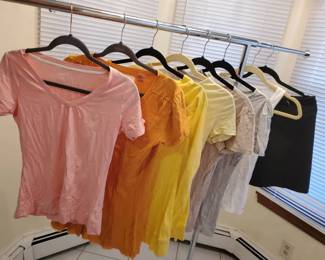 (7) Colorful Shirts And A Skirt feat. Calvin Klein, Ling, Nautica
Variety of color shirts from brands like -Nautica, Ling, Old Navy, and Calvin Klein.