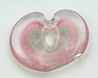 Pink Glass Heart Paperweight