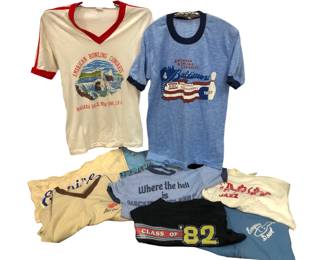 Collection (10) Vintage 1980s Bowling, Travel, & Gag T Shirts